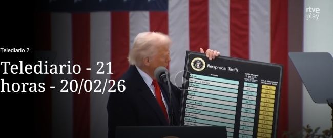 En el informativo de TVE1 analizando la sentencia del Supremo de EE. UU. sobre los aranceles recíprocos - Trump